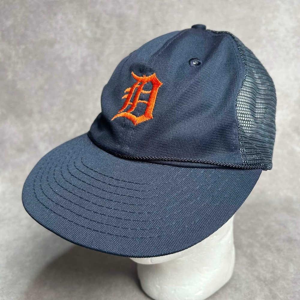 Vintage Detroit Tigers Twins Enterprise Rope Trucker Hat Navy Blue Snapback MLB